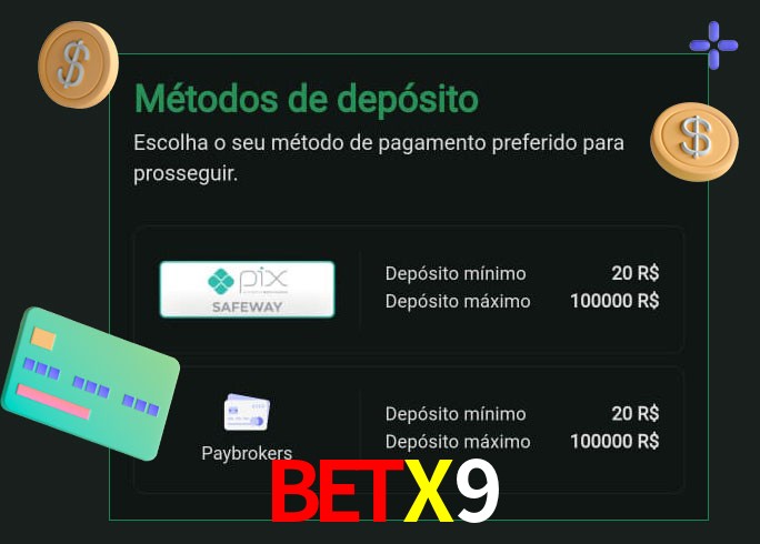O cassino BETX9 oferece uma grande variedade de métodos de pagamento